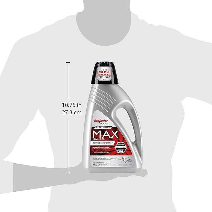 Rug Doctor by BISSELL Max Advanced Commercial Carpet Cleaner Solution 48 oz | Commercial Grade Carpet Shampoo. Removes the Toughest Embedded Stains and Odors and Protects Against Future Stains