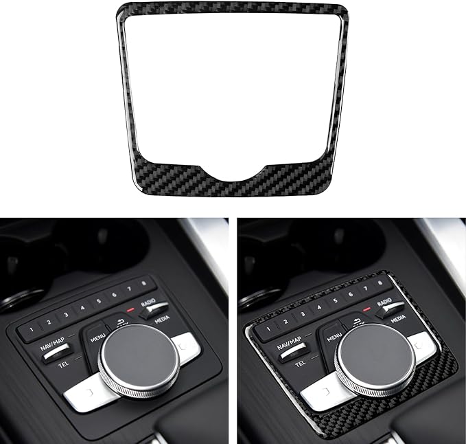 Real Carbon Fiber Trim for Audi Accessories | for B9 A4 S4 A5 S5 2017-2019 / RS5 2018 2019 Center Console Mini Display Panel Frame Interior Thick Overlay Decal