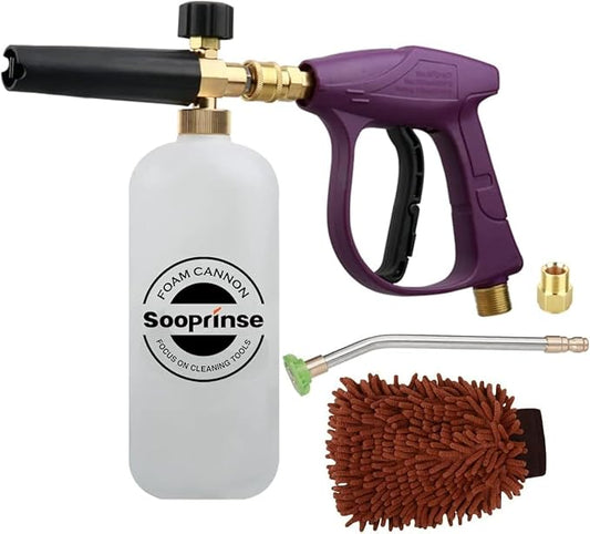Sooprinse Foam Cannon Snow Foam Lance Nozzle Pressure Washer Jet Wash，Foam cannon lance kit with Pressure Washer Spray Gun,30 Degree Gutter Cleaner Wand with Nozzle Tip Attachment