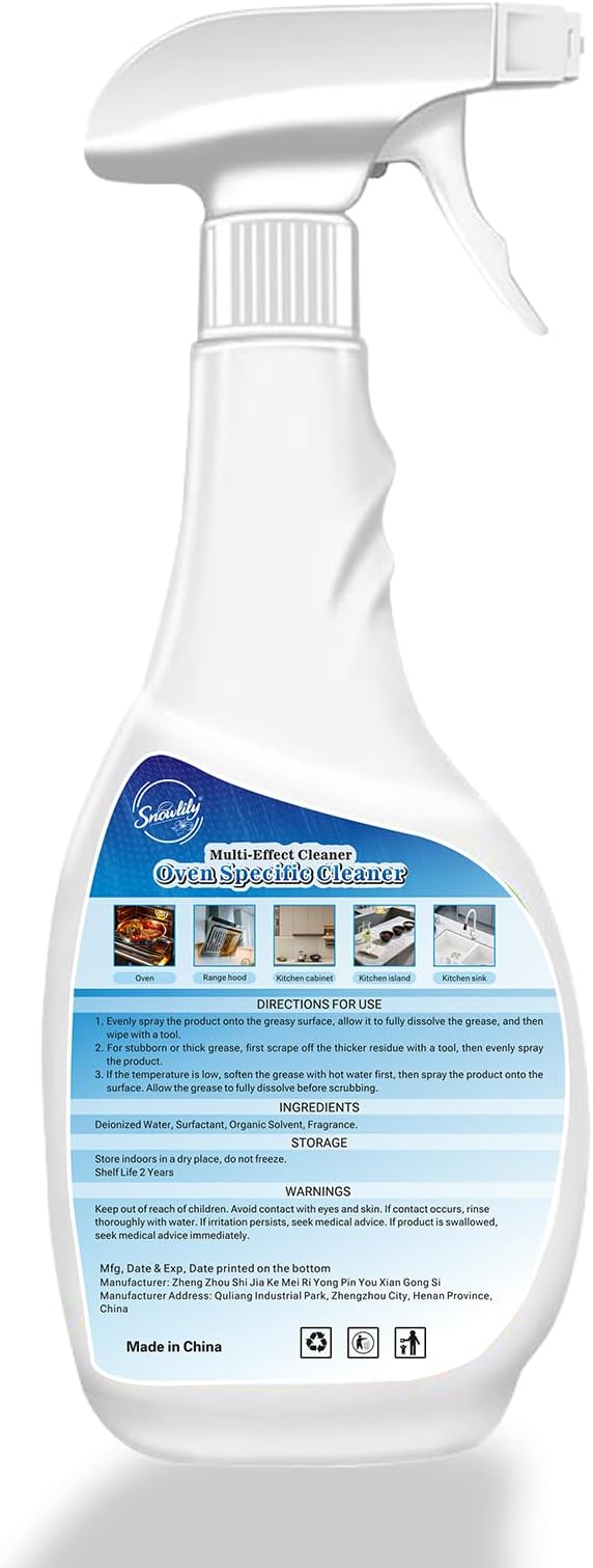 Snowlily Oven Rack & Grill Cleaner Spray, 16.9 Fl Oz, Multi-Purpose Heavy Duty Degreaser, Eliminates Thick Grease & Build-Up, Lemon Scent