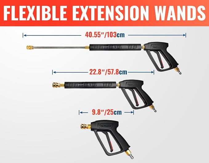 YAMATIC Pressure Washer Gun Wand with Swivel 3/8" Plug & M22 Coupler, Stainless Steel Extension Lance Replacement for Ryobi, Simpson, Craftsman Power Washer for Foam Cannon Car Wash, 4000 PSI