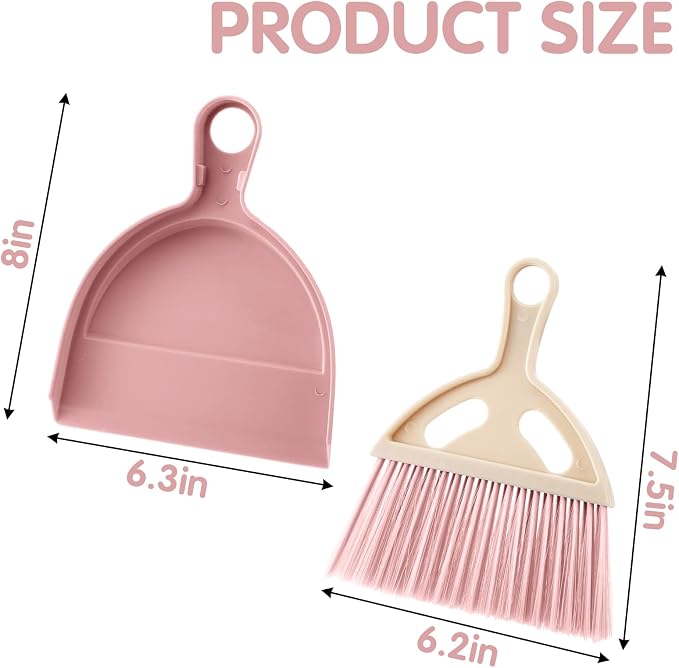 6 Pcs Small Dustpan and Brush Set, Portable Compact Mini Broom and Dust Pan | Nesting Tiny Cleaning Broom with Handle, Whisk Hand Broom and Dustpan Set for Classroom, Countertop, Keyboard, Car & Pet Nest