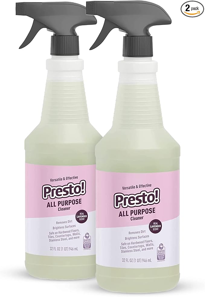 Amazon Brand - Presto! All Purpose Cleaner, Lavender Essential Oil Scent, Streak-Free Formula, 32 fl oz, 2-Pack