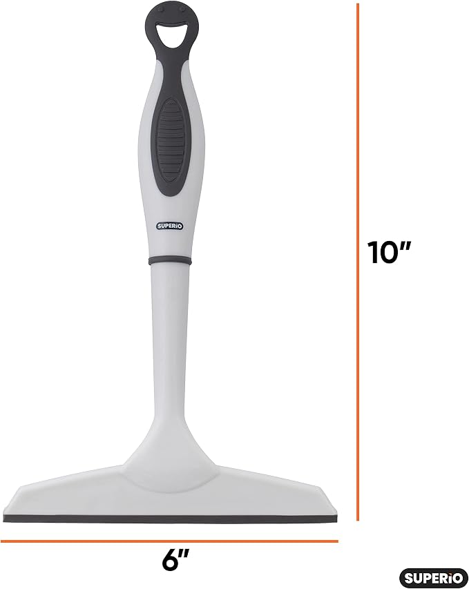 Superio Rubber Squeegee, 2 Pack, Streak Free All Purpose Window Squeegee, Comfort Grip Handle and Hanging Hook (Grey, 6 Inch- 10 Inch Set)