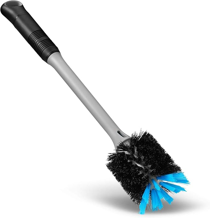 MOSOLAN 2-in-1 Water Bottle Brush and Straw Cleaner Brush, Long Handle Water Bottle Scrubbing Brush for Water Bottles, Glasswares, Mugs, Flasks, Tumblers and Kitchen Sink, Black, 2 Pack