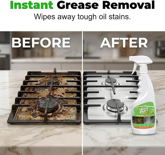 Heavy Duty Degreaser Spray,Fast-Acting Kitchen Cleaner & BBQ Grill Cleaner, 500ML Multi-Purpose Removes Grease, Burnt Food & Stains from Microwave, Oven, Stove Top & Grill. (2)