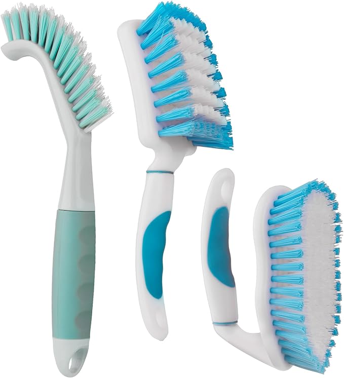 3 Pack Scrub Brush Set, Heavy-Duty Scrub Scrubbing Brushes for Cleaning | Grout Brush with Stiff Bristles Cleaning Brush for Bathroom, Bathtub, Kitchen, Floor, Tub, Tile, Sink