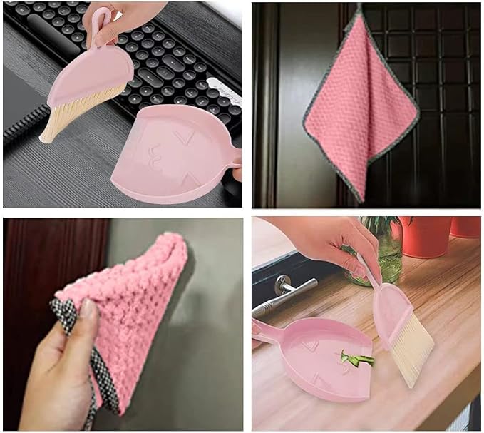 3 Packs of Mini Little Broom and Dustpan, Small Dustpan and Brush Set, Kids Dustpan and Broom Set for Cleaning Tables, Sofas, Cars, Keyboards, Kitchen Countertops.