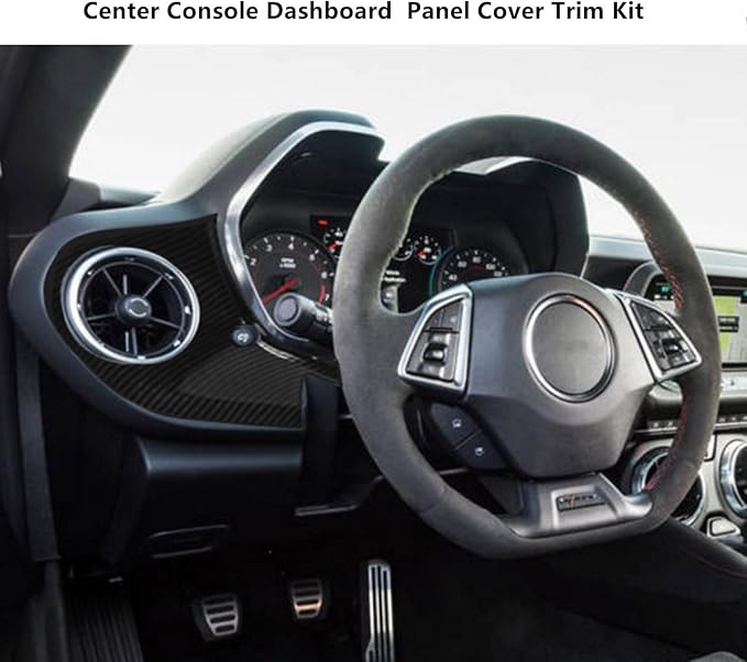 Carbon Fiber Center Console Dashboard Panel Cover Trim Kit Fit for 2016-2023 Chevrolet Chevy Camaro