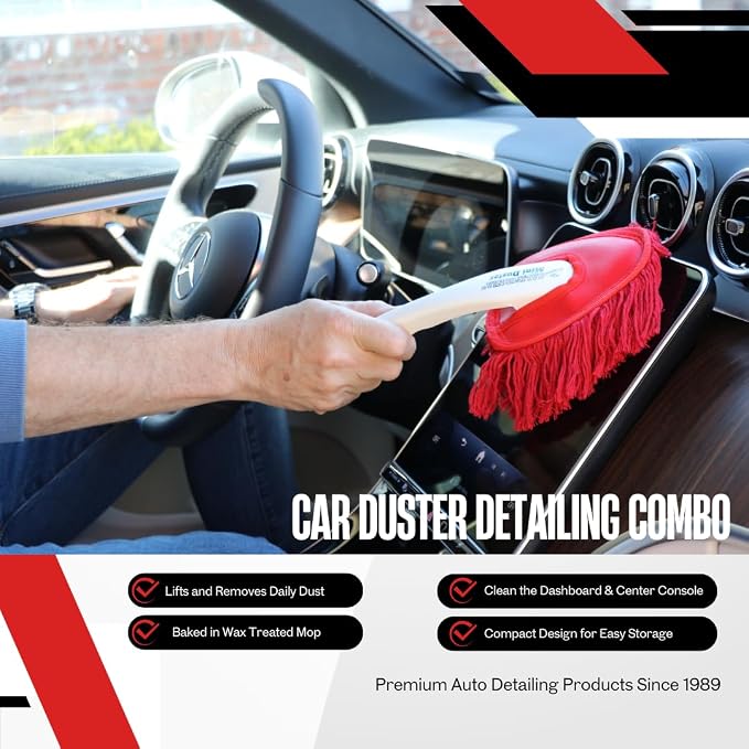 The Original California Car Duster Detailing Kit with Plastic Handle, Model Number: 62445 , Red