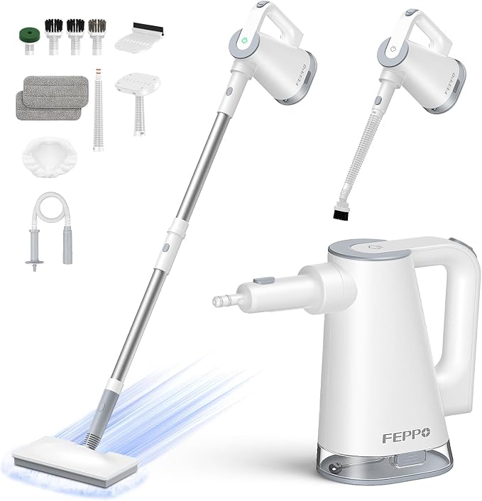 FEPPO Steam Mop & Detachable Handheld Steam Cleaner for Home and Floor Cleaning, 15s Heat-Up, 230°F Floor Steamer for Deep Cleaning with Multi-purpose Attachments Hardwood Floors, Tile,Grout,Furniture