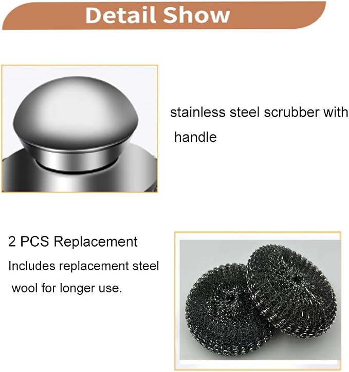 Steel Wool Scrubber, Oven Cleaner Brush, Stainless Steel Scrubber and Crevice Brushes Cleaning Set for Dishes, Iron, Pots, Stoves, Barbecue Grills, Sink