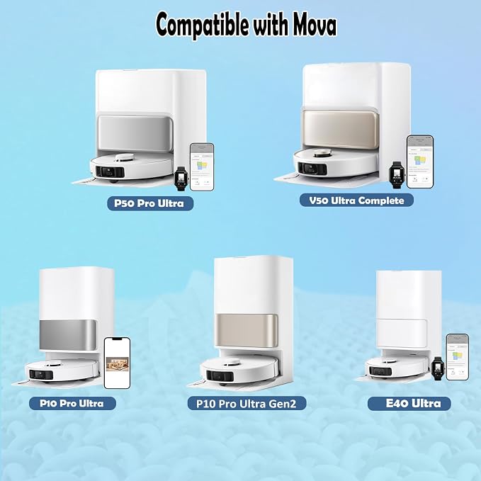 8 Pack Reusable Mop Pads for Dreame L10s, L40, X40, X50 Robot Vacuum | for Mova V50/E40/P10/P50 Pro Ultra, L50/X30/D30/L20/L40s Ultra/L10s Pro Ultra/L10s Ultra Gen2 Microfiber Washable Mop Cloth