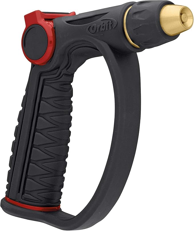 Orbit 58984 Thumb Control D-Grip Contractor Adjustable Pistol Brass Spray Nozzle, black