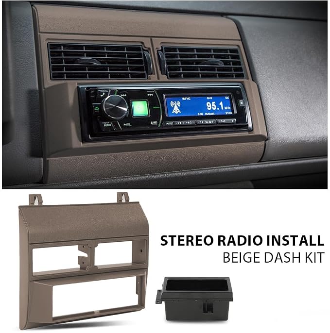 CHEDA Single Din Dash Kit Beige w/Storage Pocket | Fit 1992-1994 Chevy GMC Crew Cab Dually Blazer/ Fit 1988-1994 GMC Sierra Pickup