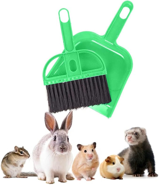 Mini Broom and Dustpan Set - Compact Cleaning Kit for Home, Car, Camping, Small Spaces, Pet Cleanup, and Travel - Durable Small Broom and Dustpan Set Mini - Green Broom