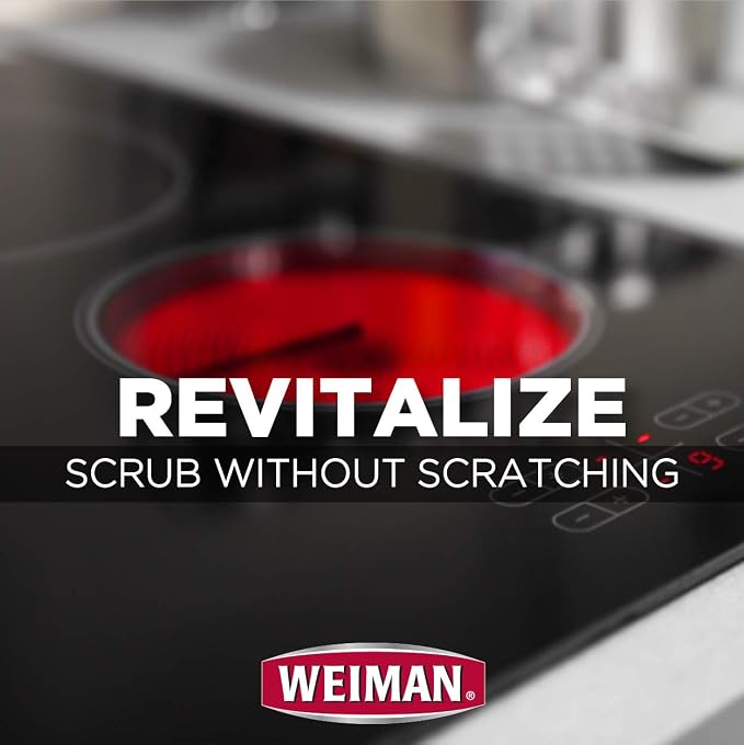 Weiman Cook Top Scrubbing Pads – Gently Clean and Remove Burned-on Food from All Smooth Top and Glass Cooktop Ranges, 3 Reusable Pads (Pack of 2)