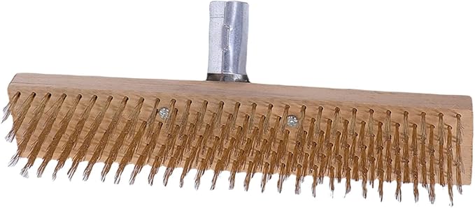 AYNEFY Long Handle Scrub Brush Stainless Steel Wire Scrub Brush Outdoor Tool Deck for Patio Concrete Garage Floors Supplies (30cm / 11.8in)