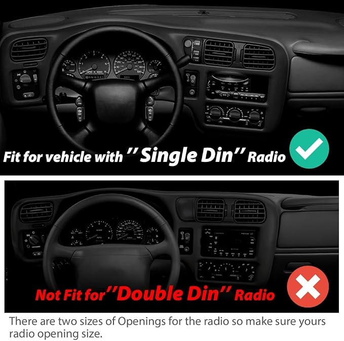 G-PLUS Dash Radio Trim Bezel Cover Single Din Compatible with 1998-2004 Chevy Blazer S10/GMC Jimmy Sonoma Dashboard Radio Panel (Black ABS Plastic)