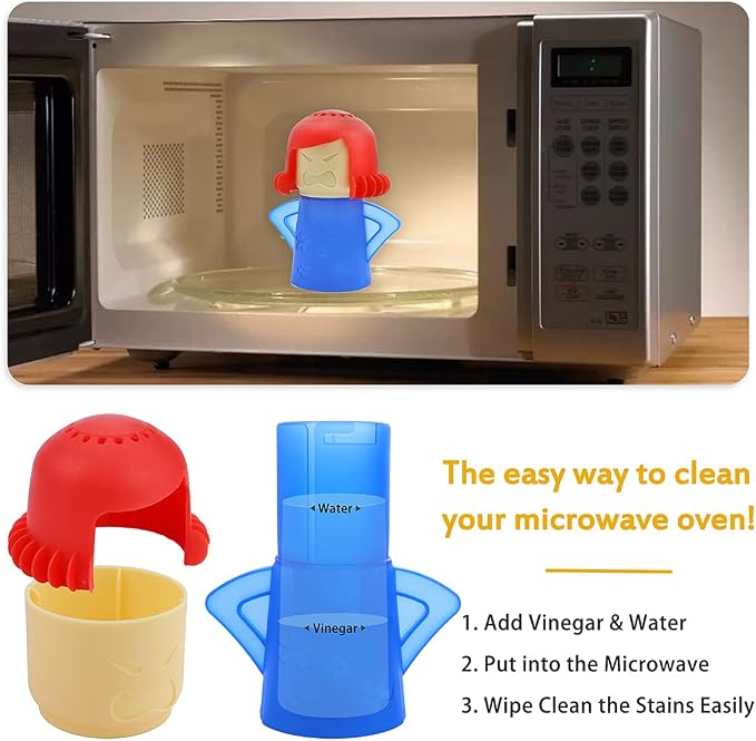 Angry Mom Microwave Cleaner and Chilly Mama Freezer Odor Absorber, 2 PCS Kitchen Gadget Tools Quickly Removes Stains and Odors (Steaming Mama and Fridge Mama)