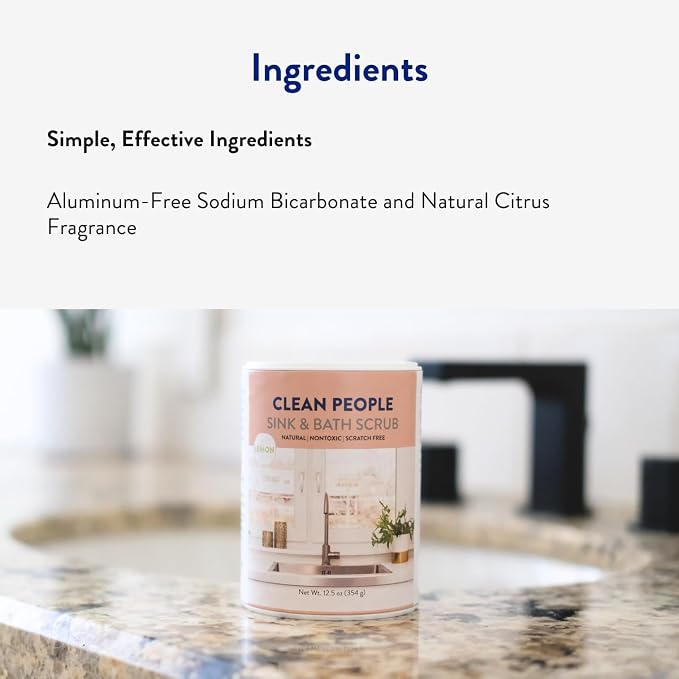 THE CLEAN PEOPLE Sink & Bath Scrub - Gently Scrub Away Tough Stains, Grease & Grime, Buffs Scratches & Eliminates Odors - 2 Pack, Citrus Scent