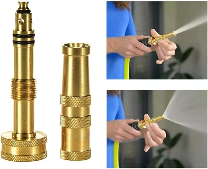 High-Pressure Brass Adjustable Twist Nozzle, Garden Hose Heavy Duty Nozzle Sprayer for Car Washing, Cleaning,Patio, Lawn,2-Pack ﻿