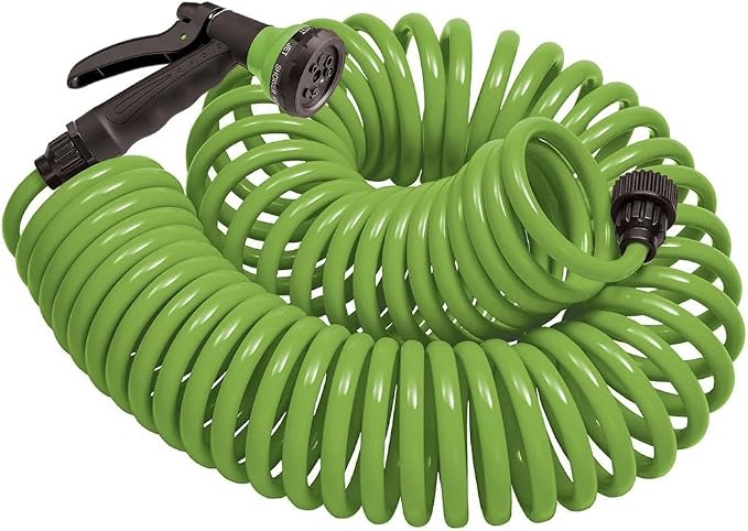 Orbit 27389 Coil Garden Hose, 50 Feet, with 8-Pattern Hose Nozzle (Green) (Pack of 10)