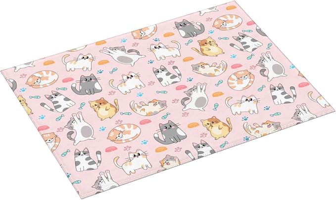 Pink Cat Dish Drying Mat for Kitchen Counter Cute Kitchen Dish Mat Microfiber Kitchen Countertop Absorbent Reversible Drainer Rack Pad