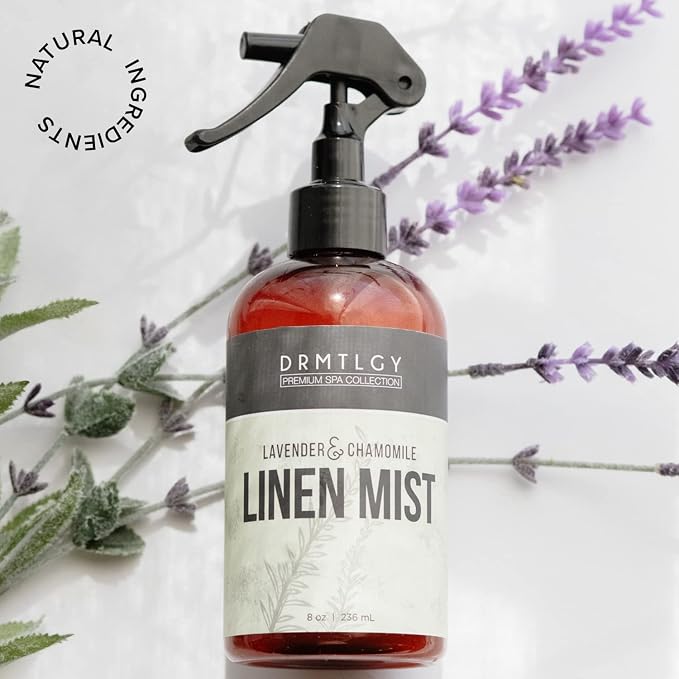 DRMTLGY Lavender Linen Mist | Aromatherapy Pillow & Room Spray | Lavender scent, Fabric freshening, Relaxing aromatherapy, Pillow & linen safe, Home fragrance, Chamomile & jojoba
