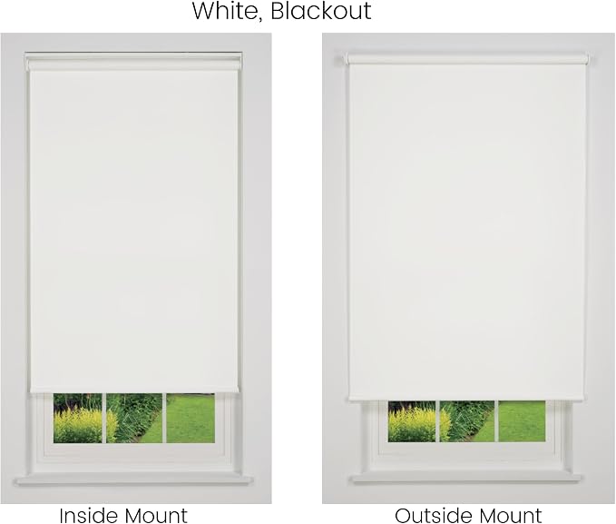 Customizable Cordless Blackout Sierra Collection Roller Shade, White 36" to 41" W X 72" H (Arrives 1/4" Narrower)