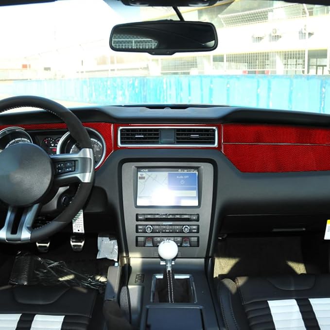 Real Carbon Fiber Trim for Ford Mustang Accessories | for 2009 2010 2011 2012 2013 2014 Central Console Instrument Panel Interior Thick Overlay Decal