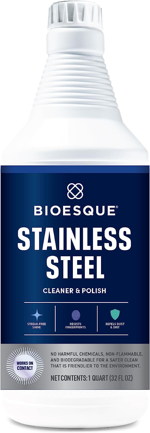 Bioesque Stainless Steel Cleaner & Polish, Heavy Duty, Non-Abrasive, 32 Fl Oz (Pack of 1)