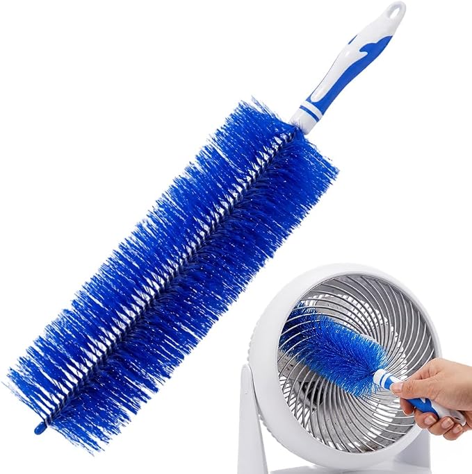 Fan Cleaning Brush, 2026 New Bendable Microfiber Head Dusting Brushes, Reusable Fan Cleaner Brush Dust Remover for Electric Fans, Air Conditioning, Car Vents and Blind，Blue：48cm