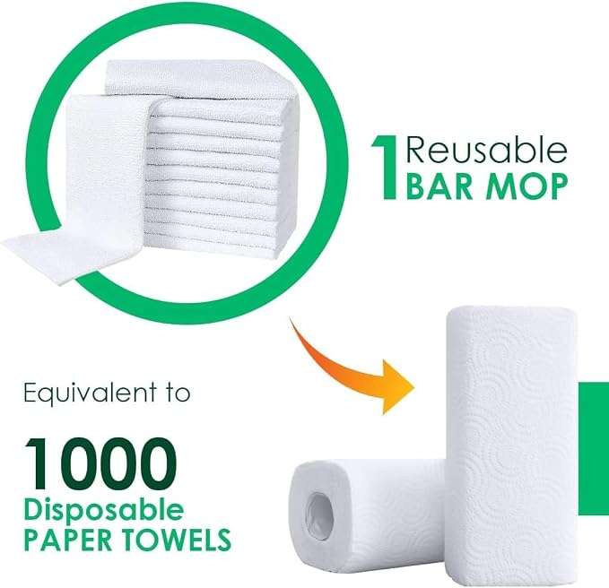 Avalon Towels Bar Towels (Pack of 60) Size 14x17 Inches – 100% Cotton, Absorbent and Reusable Cleaning Rags, Multipurpose Cleaning Towels, Terry Cloth Rags, Durable Shop Rags (White)