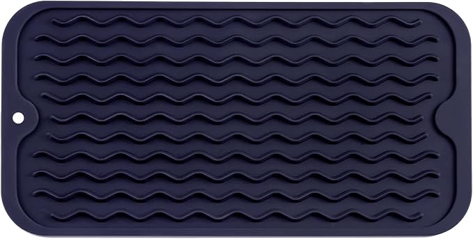 MicoYang Silicone Dish Drying Mat for Multiple Usage,Easy clean,Eco-friendly,Heat-resistant Silicone Mat for Kitchen Counter or Sink,Refrigerator or Drawer Liner Navy Blue S 12 inches x 6 inches