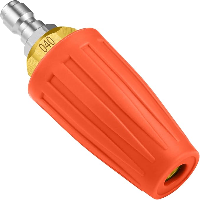 Turbo Nozzle Pressure Washer, 4000 PSI Max Orange Rotating Nozzle | Power washer nozzle with 1/4 inch quick connect for cleaning brick, concrete, vinyl surfaces, driveways, patios and sidewalks