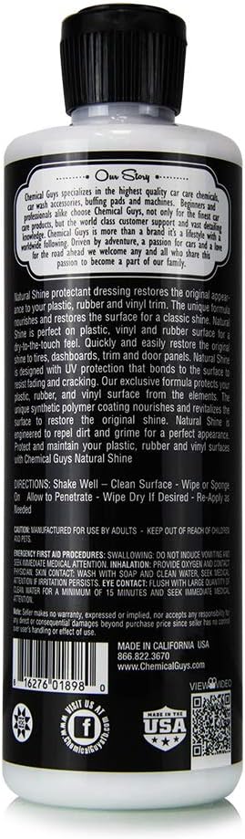 Chemical Guys, Natural Shine Satin Dressing, Plastic, Rubber & Vinyl, 16 oz | Leaves a low-key factory look, not a wet gloss, and dries without greasy residue or dashboard glare in the sun