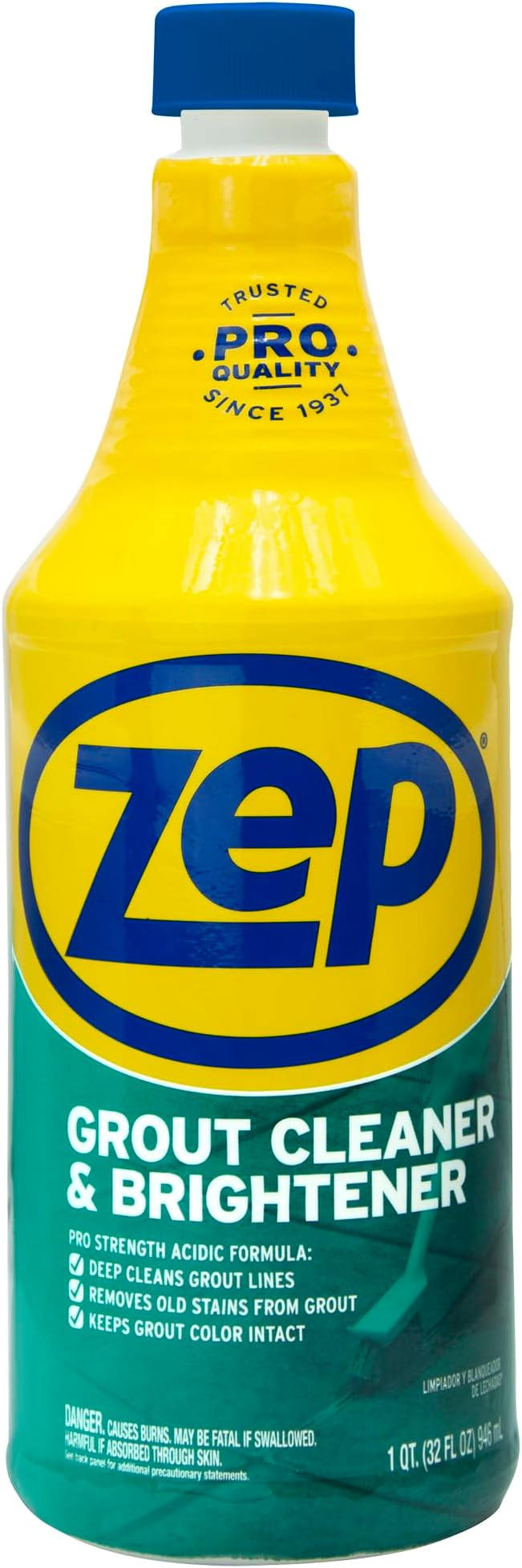 Zep Grout Cleaner and Brightener - 32 Ounce (1 Bottle) - ZU104632 - Deep Cleaning Formula Removes Old Stains From Grout