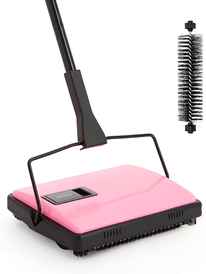 Yocada Manual Carpet Sweeper Cleaner Household Sweeper with Extra Brush | Lightweight Hand Push Non-Electric for Home Office Low&Undercoat Carpets Rugs Pet Hair Dust Scraps Cleaning