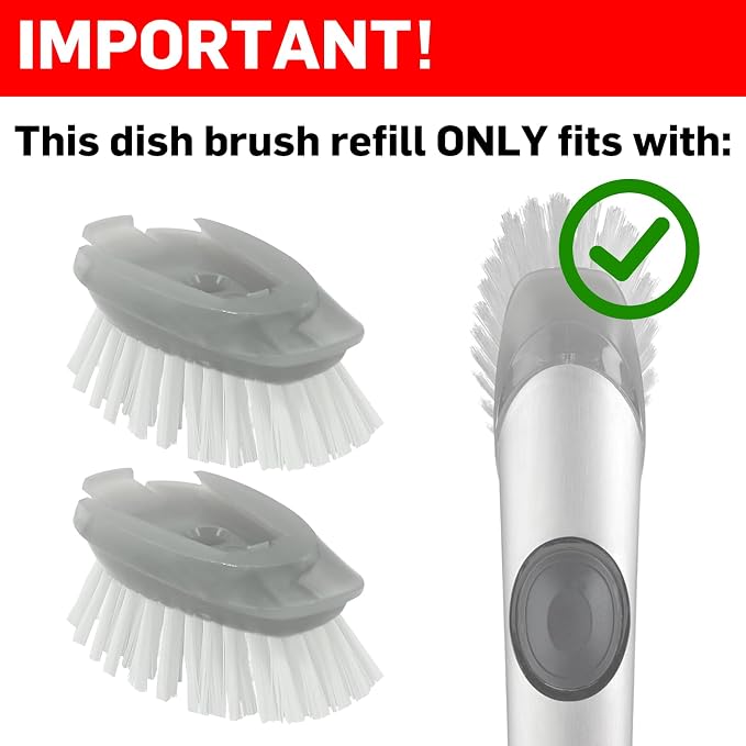 Soap Dispensing Dish Brush Refills, 6 Pack Dish Brush Replacement Head for Steel Soap Dispensing Dish Brush