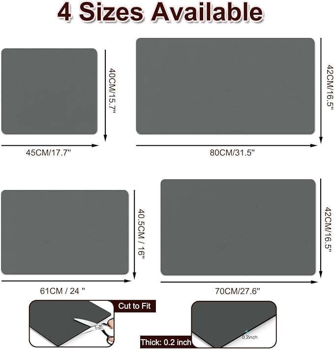BLESWIN Dish Drying Mat for Kitchen, 16'' x 24'' Coffee Bar Mat for Countertops, Coffee Station Matt with Non-slip Rubber Backed, Absorbent Dish Dying Mat for Kitchen Counter, Gray