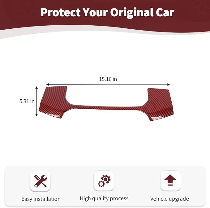 for RAM TRX Center Dashboard Storage Bin Trim Cover Fit for RAM TRX 2018-Present Red Carbon Fiber Interior Accessories