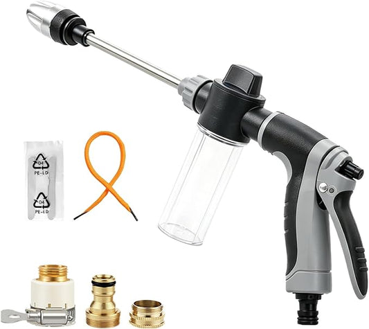 Jetterix High Pressure Water Jet Nozzle, Pressure Washer Gun with 360° Rotating Head, 3 Adjustable Spray Modes Power Washer Nozzle for 3/4" Garden Hose, Suitable for Car Yard Patio Pets Washing (A)