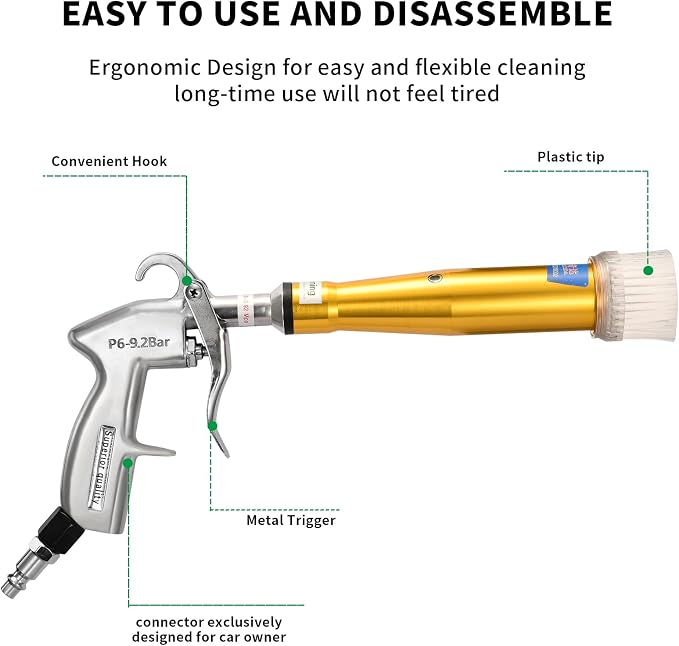 GOCCIDA High Pressure Car Cleaning Gun Air Blow Gun for Car Detailing | Tornado Dry Cleaning Gun Pro Auto Detailing Tool Quickly Removes Surface Dirt and Dust Air Gun Works with Air Compressor