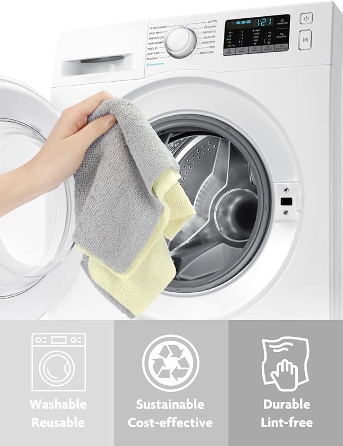 Fantasticlean Microfiber Cleaning Cloth Roll- 75 Sheets, 12" x 12" (Beige) | Super Absorbent, Lint-free, Tear-away Microfiber Towel Roll, for All-Purpose Cleaning, Reusable Alternative to Paper Towels