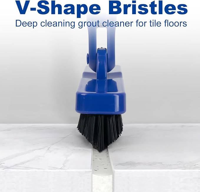 CELOX Grout Brush with Long Handle, Tile Grout Cleaner Brush for Tile Floors, for Shower Tile, for Cleaning Grout, Blue