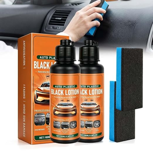 2 Pcs Auto Plastic Restorer Kit, 2026 New Car Plastic Restorer, Automotive Black Lotion for Dashboard, Multi Functional Dashboard Polish for Car Interior Care (2)