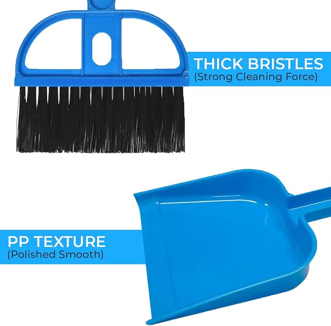 Mini Broom and Dustpan Set - Compact Cleaning Kit for Home, Car, Camping, Small Spaces, Pet Cleanup, and Travel - Durable Small Broom and Dustpan Set Mini - Green Broom