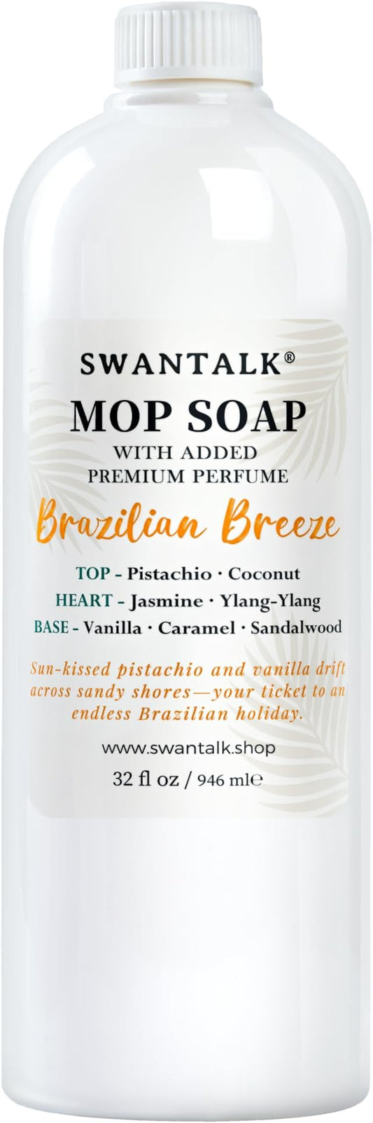 Premium Mop Soap Highly Scented, Odor-Eliminating Floor Cleaner for Mopping Hardwood, Tile, LVP, Laminate, 4X Concentrated Formula, Streak-Free No Residue, Pet Safe, 32oz (Brazilian Breeze)