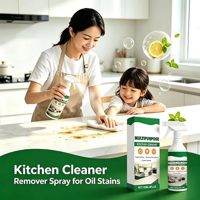 Kitchen Cleaner Remover Spray for Oil Stains, Multifunctional Kitchen Appliance Cleaner for Stove, Countertop, Sink & Oven,4 fl oz